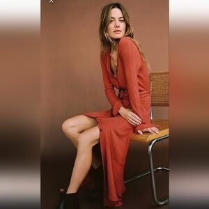 Anthropologie Elsa  Long Sleeve Buttoned Maxi  Dress